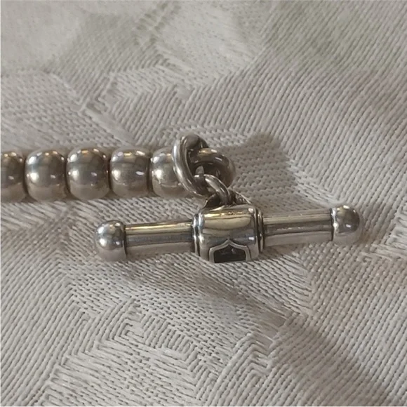 Barry Kieselstein-Cord Sterling Silver Beaded Heart Toggle Necklace - Picture 7 of 14